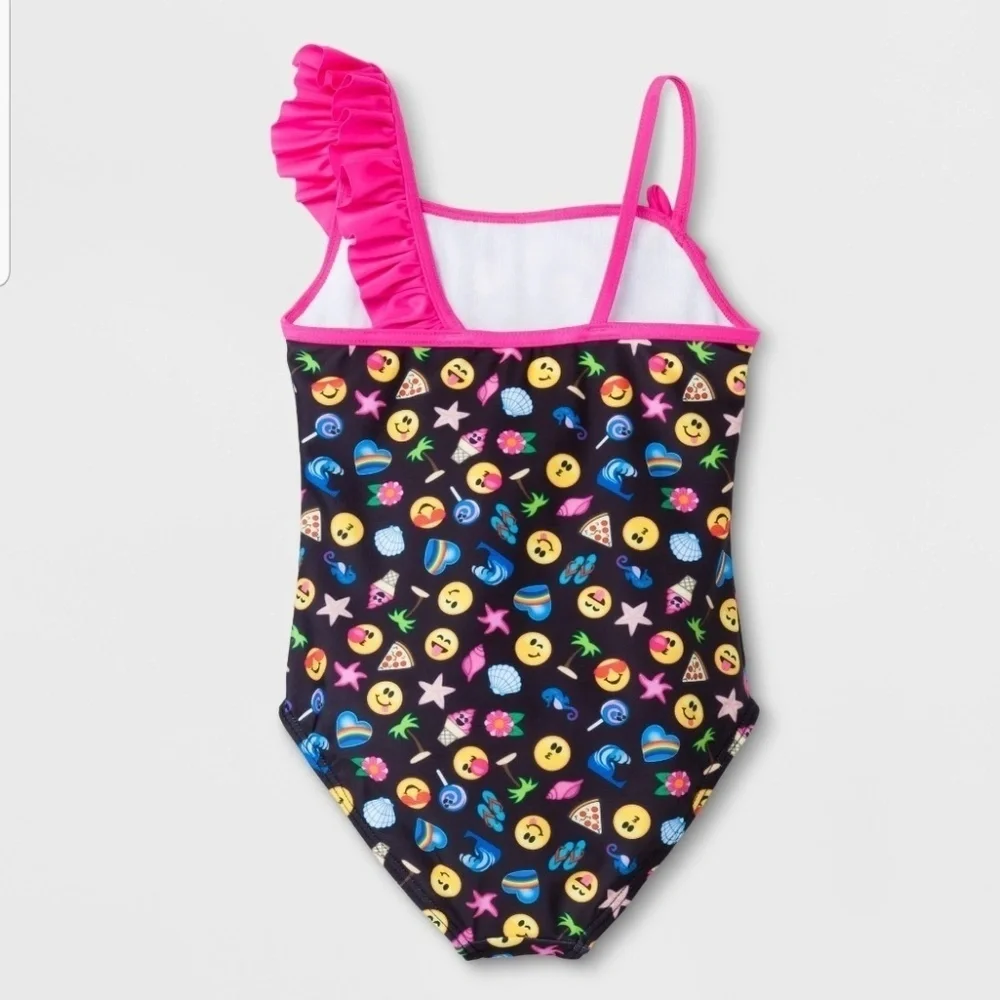 Emoji Ruffle Off The Shoulder one piece Swimsuit